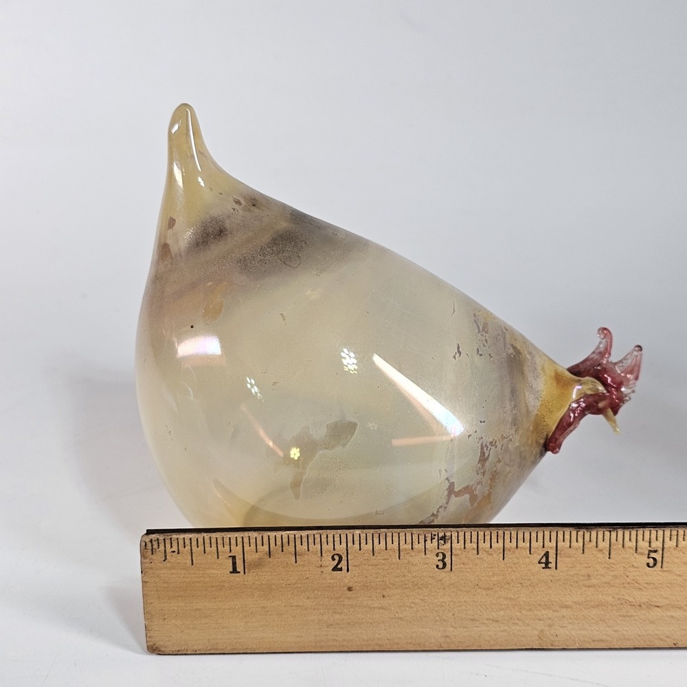Vintage Rene Burri Mundgeblasen Blown Art Glass Hen Rooster Figurines Lot Of 3 - Picture 16 of 16